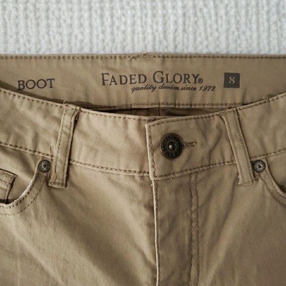 Faded Glory Jeans Womens 8 Average Tan Mid Rise Stretch Bootcut 1972 - Picture 8 of 11